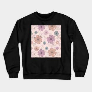 Retro Flowers Doodle Flowers Pattern Design Crewneck Sweatshirt